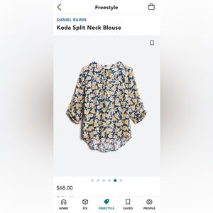 Daniel Rainn Stitch Fix navy and floral Koda Split neck top